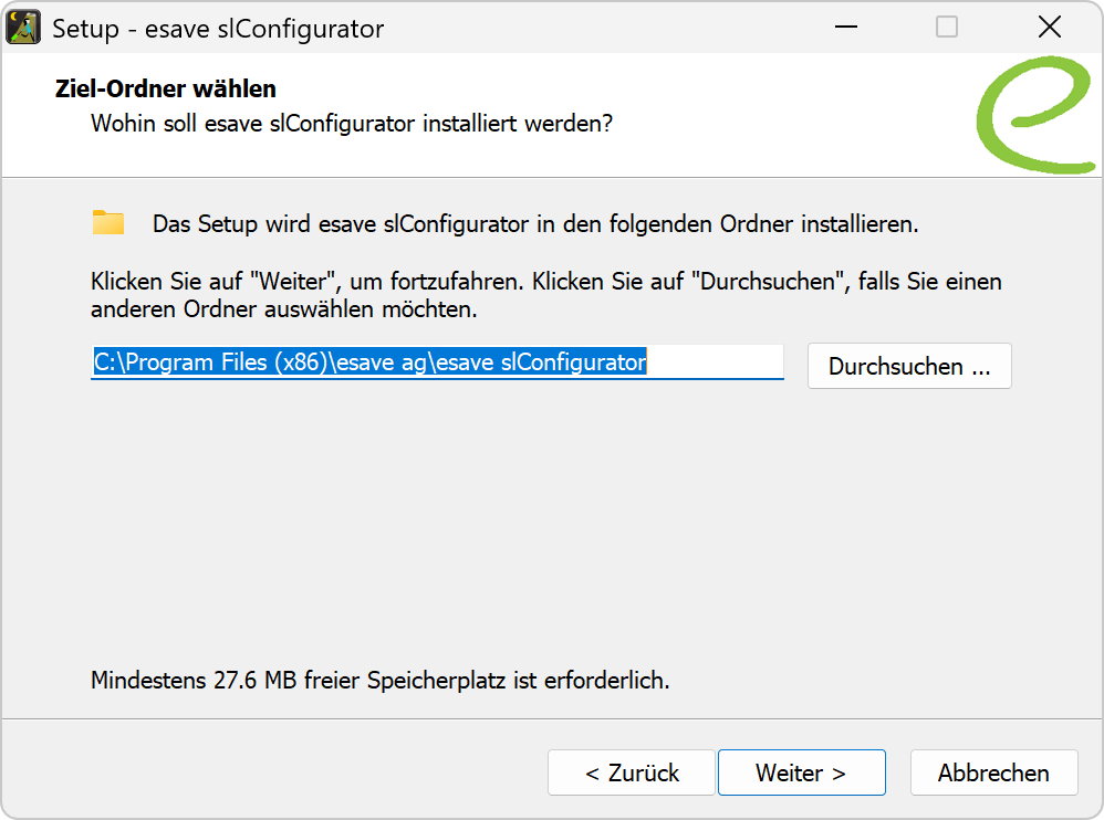 Zielordner wählen
