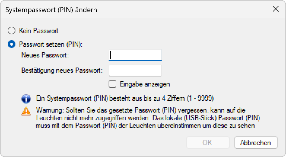 Systempasswort setzen
